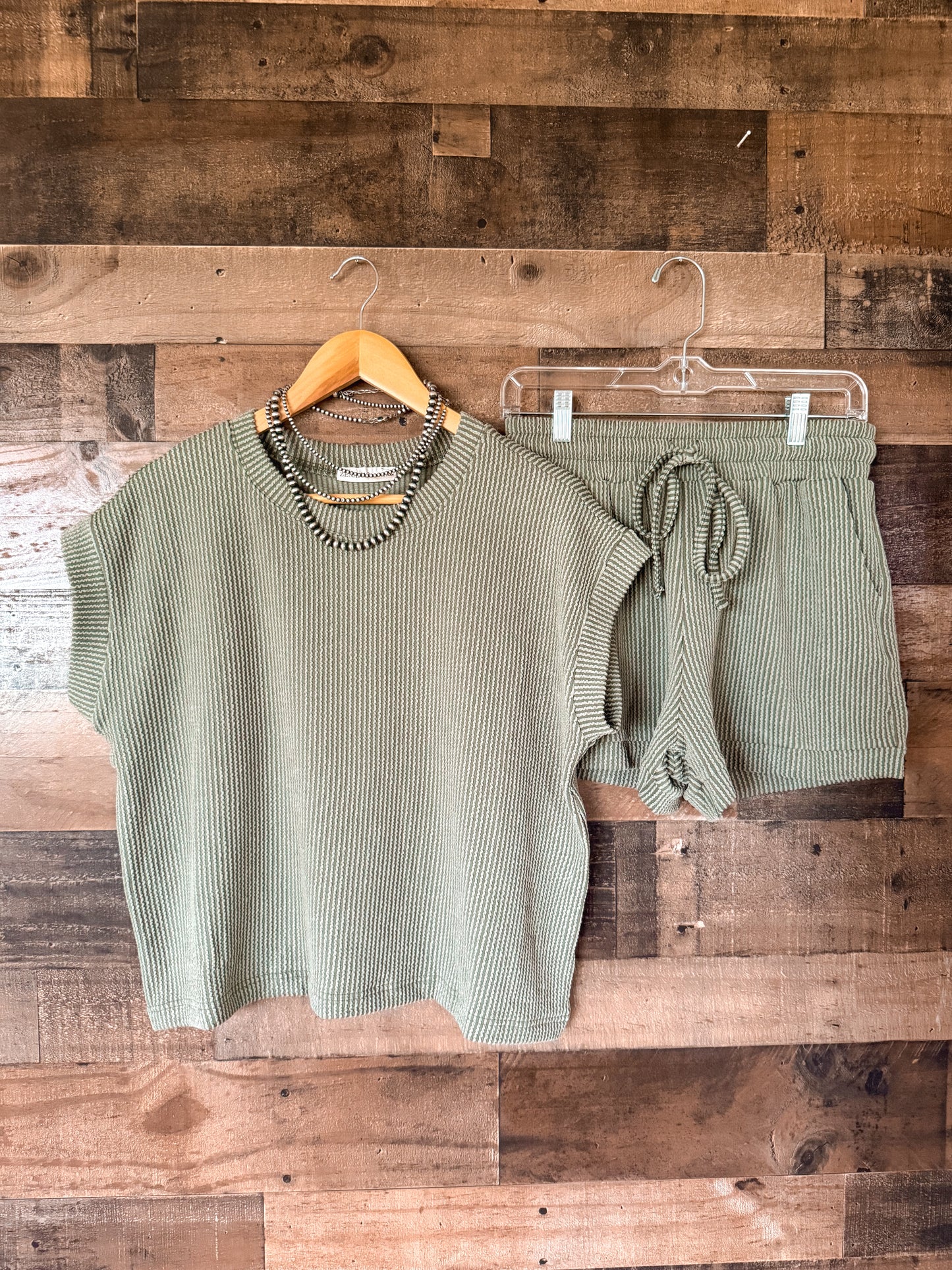The Olive Ribbed Set