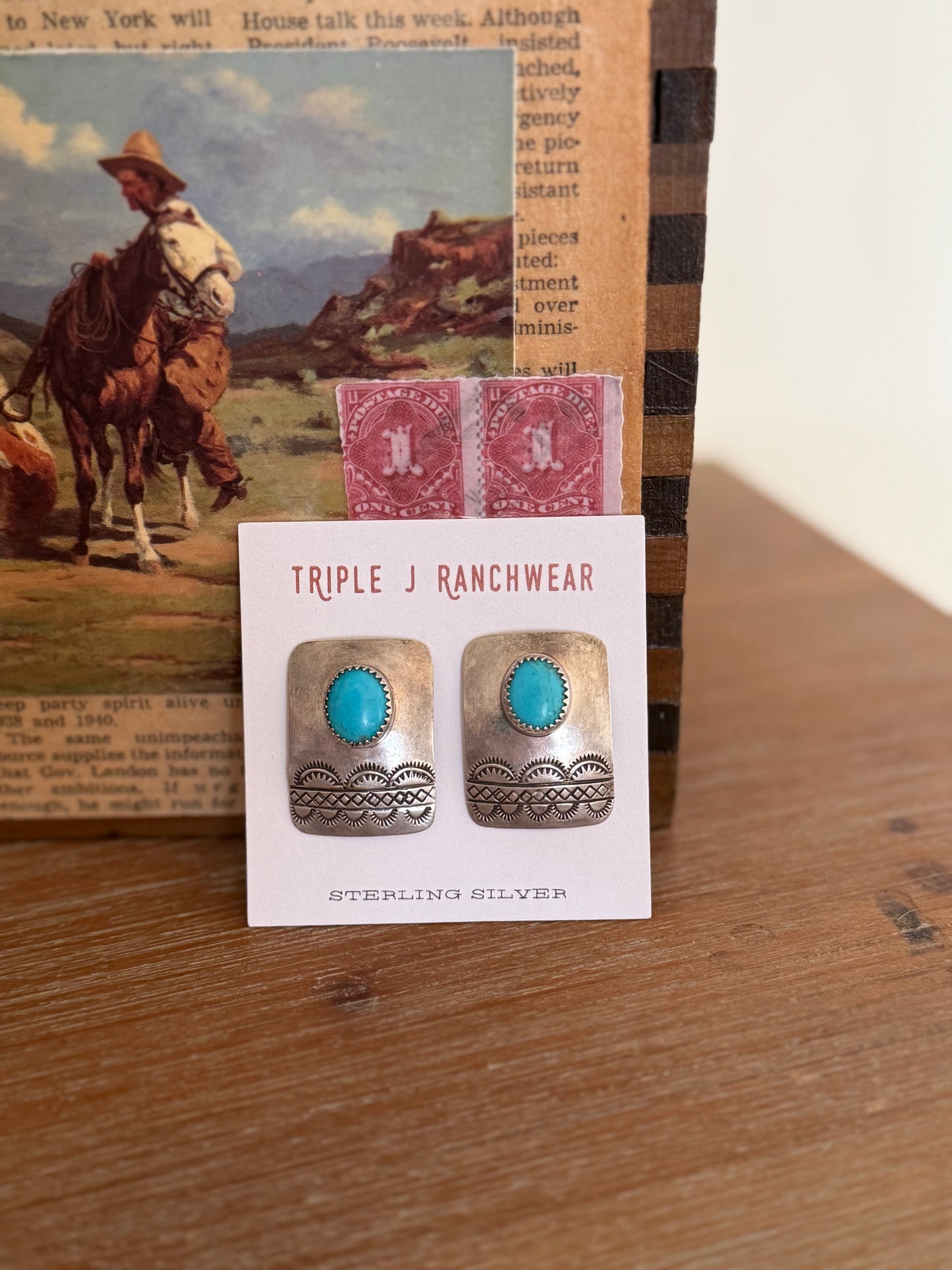 Vintage Concho Earrings w Turquoise