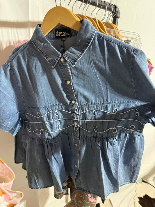 The Loopty Denim Blouse