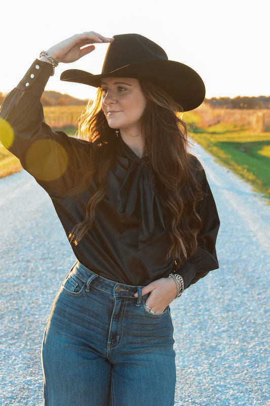 The Ren Satin Tie Blouse