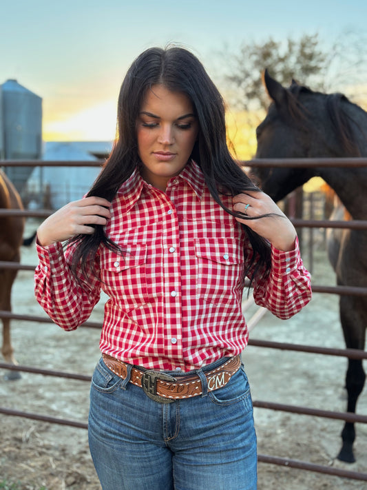 The Red Gingham Pearl Snap