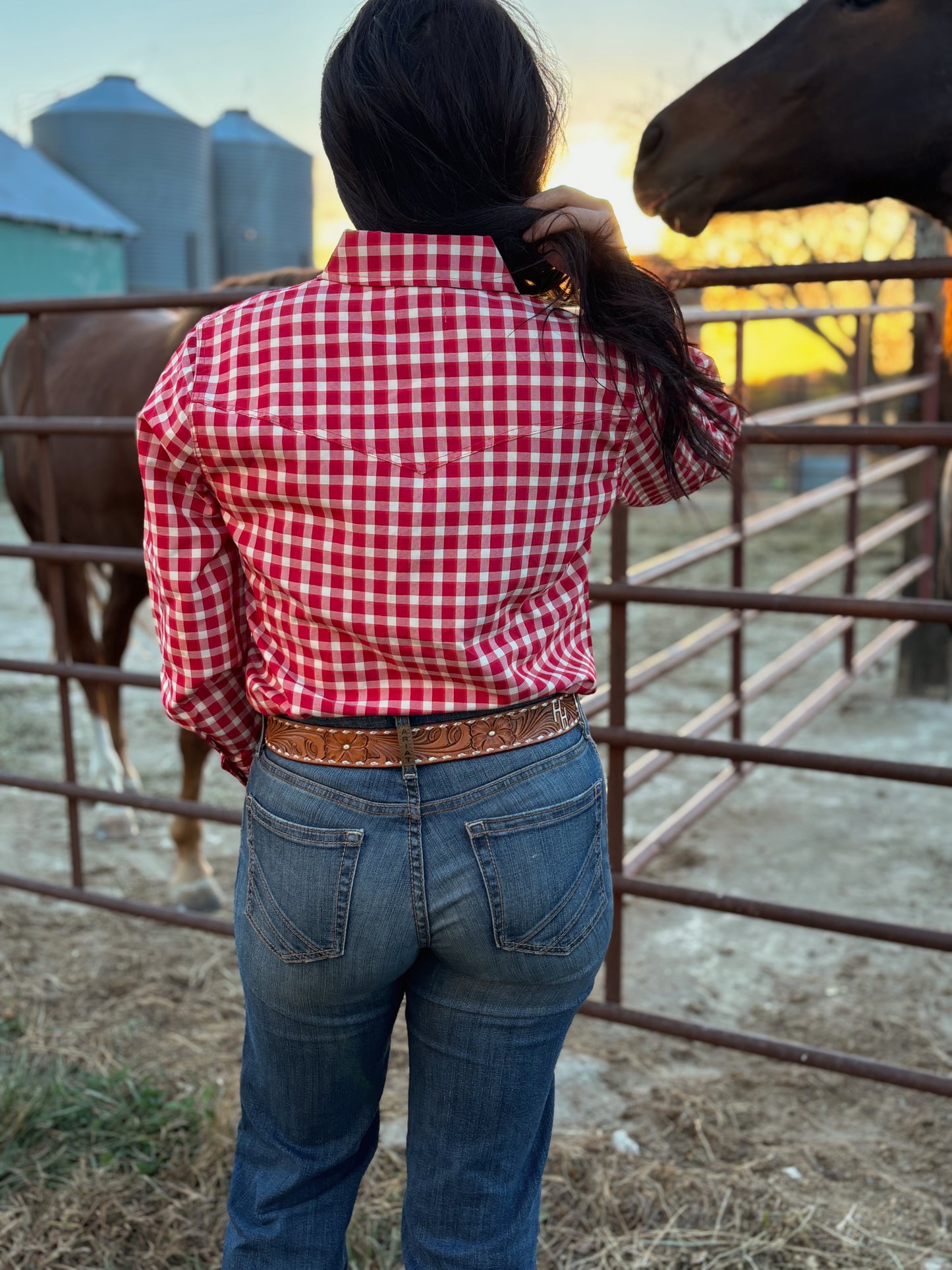 The Red Gingham Pearl Snap