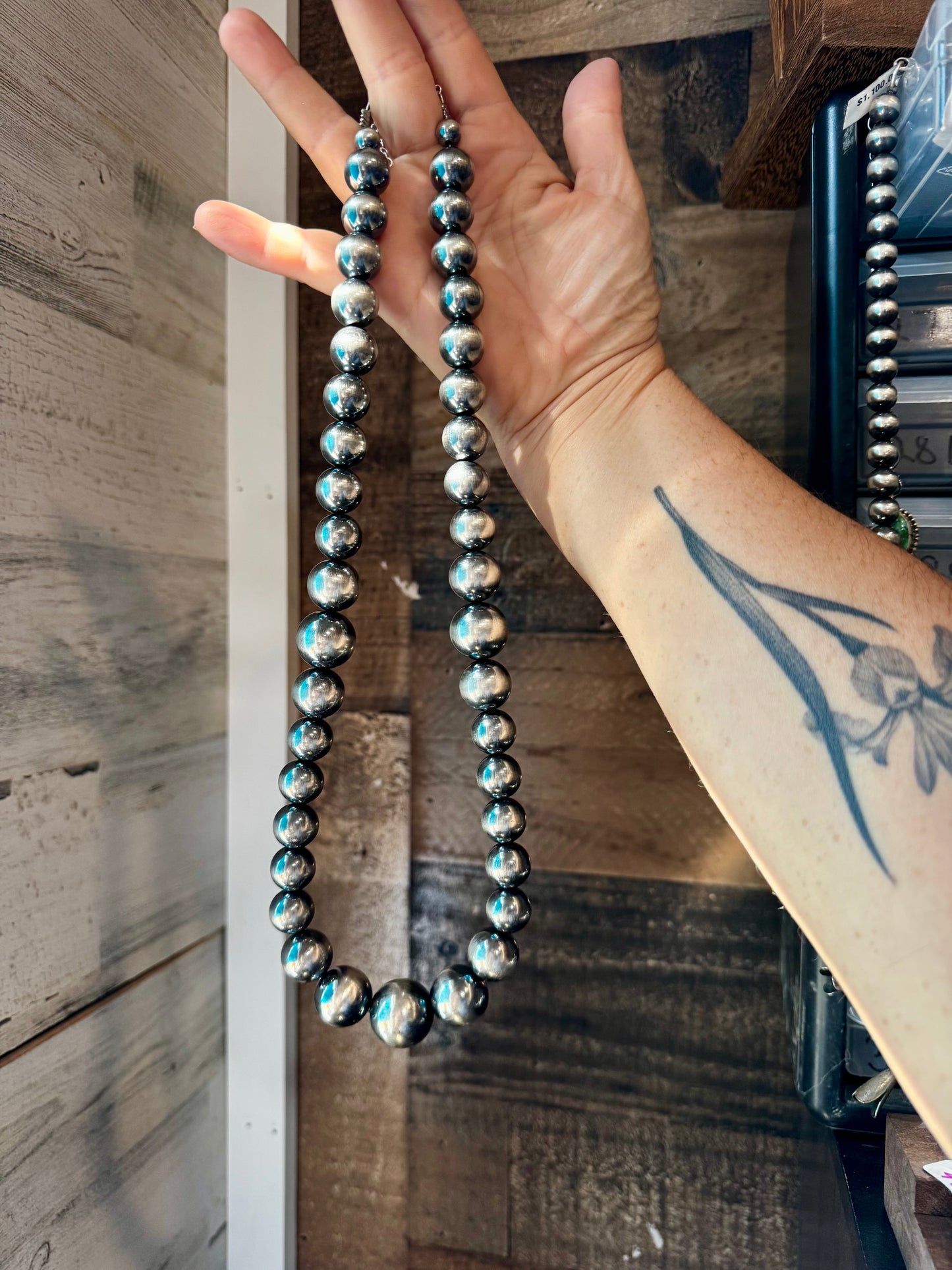 Large Sterling Silver Pearl Necklace – 8mm to 20mm Graduated