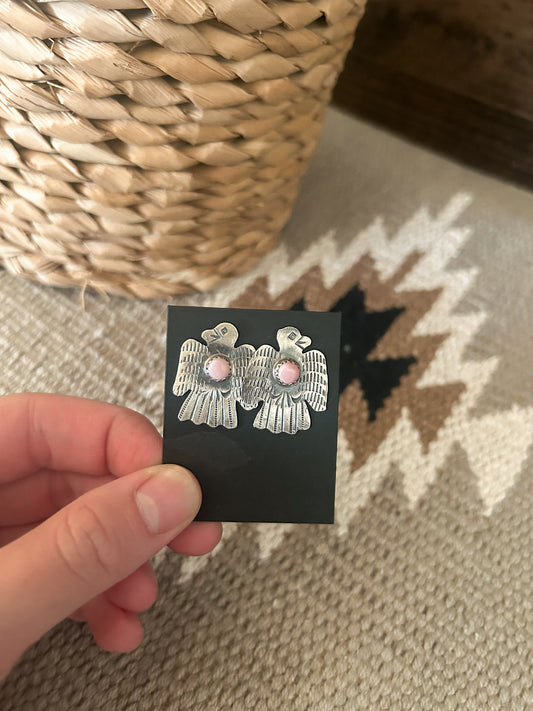 The Pink Conch Thunderbird Earrings