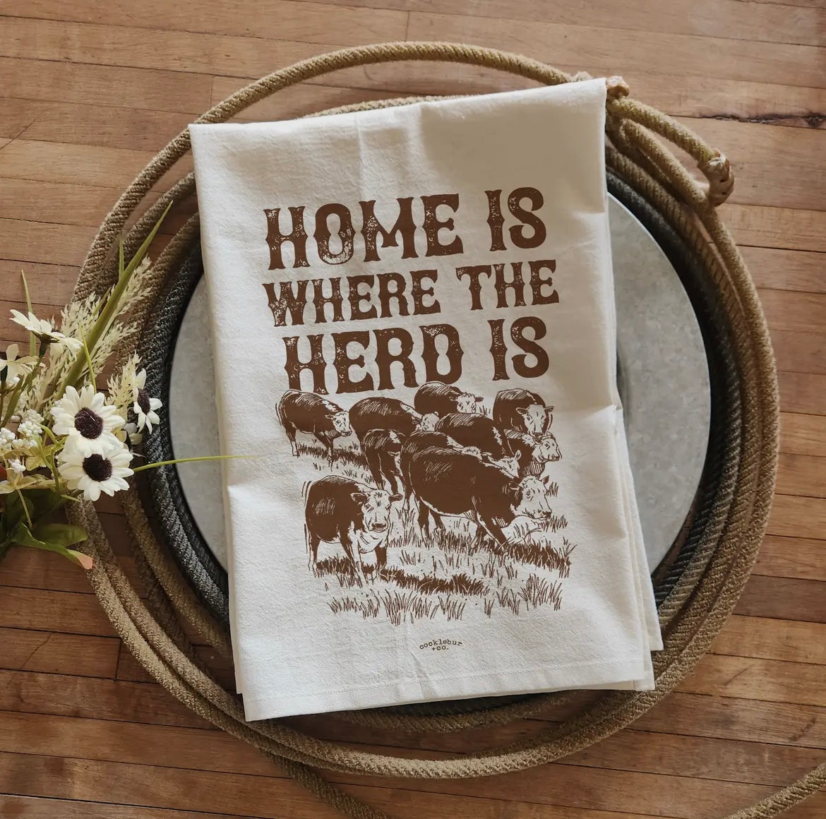 Home Is Where the Herd is Tea Towel