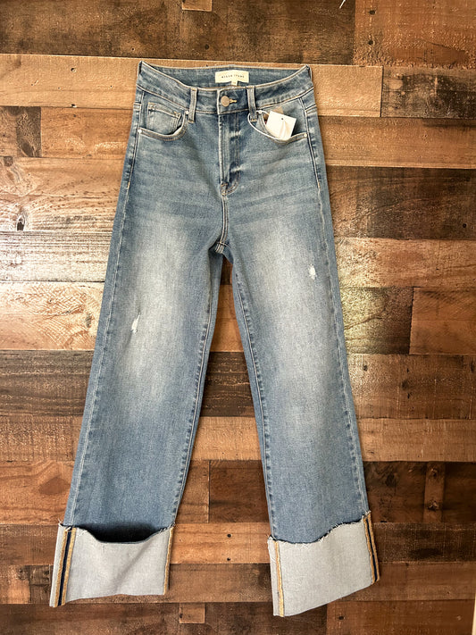 The Cuffed Wide Leg Denim