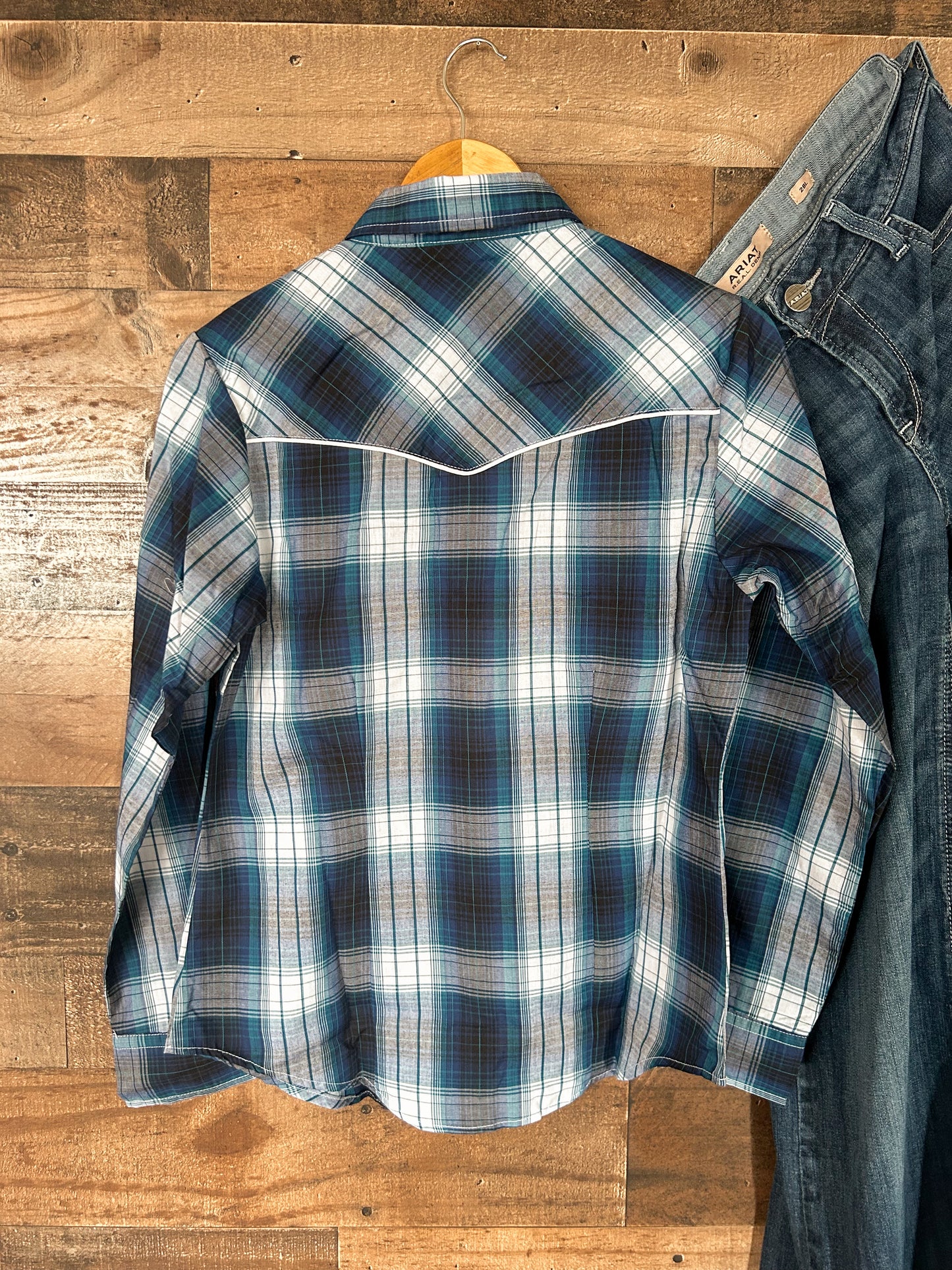 The Navy Plaid Pearl Snap