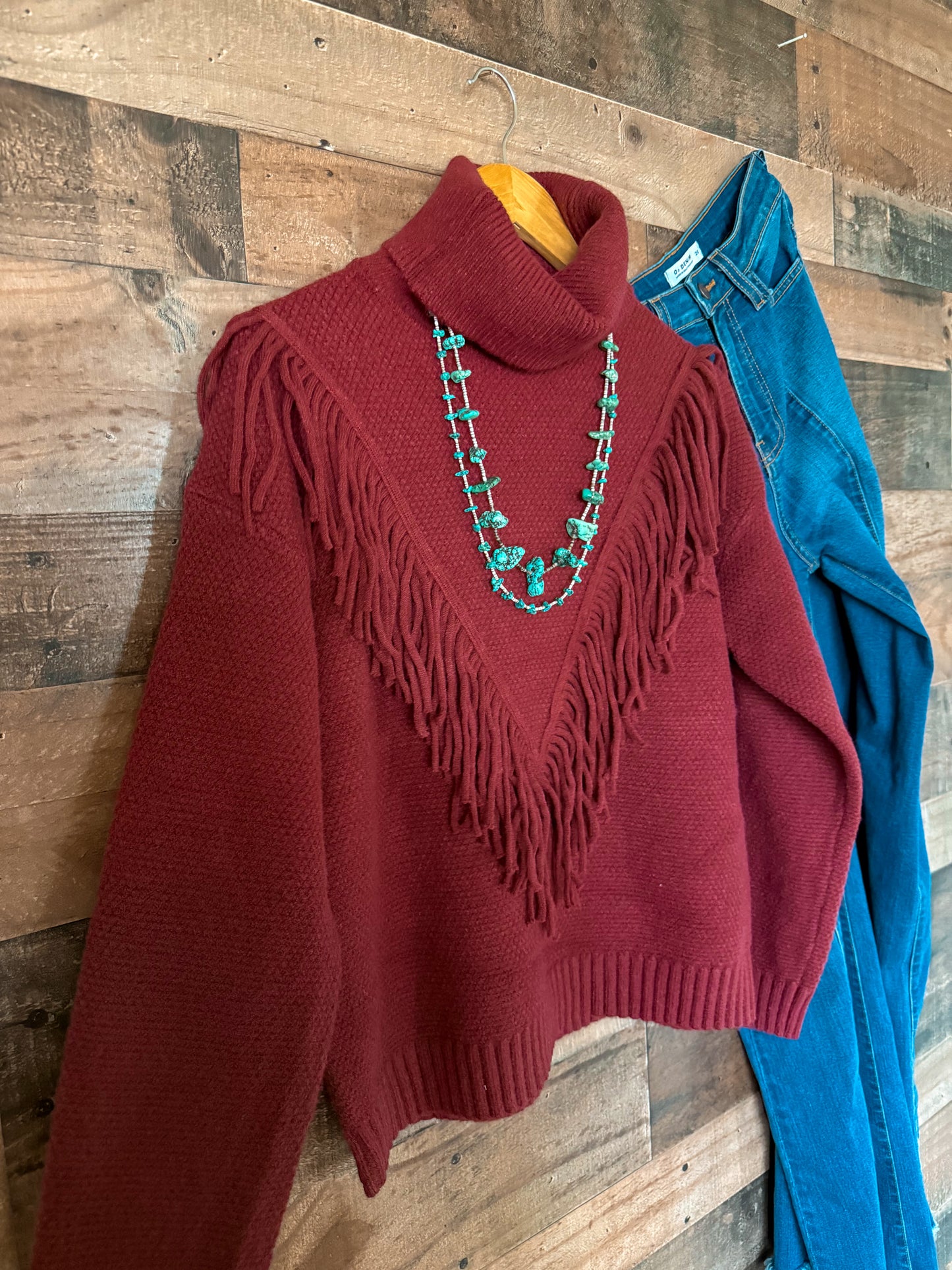 The Maroon Fringe Sweater