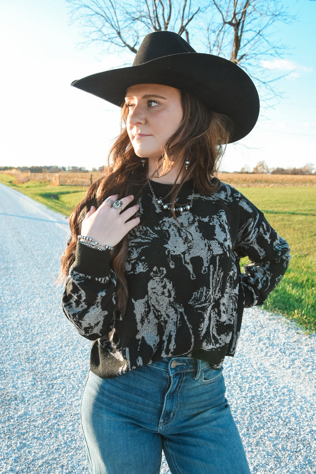 The Rhinestone Cowboy Cropped Sweater