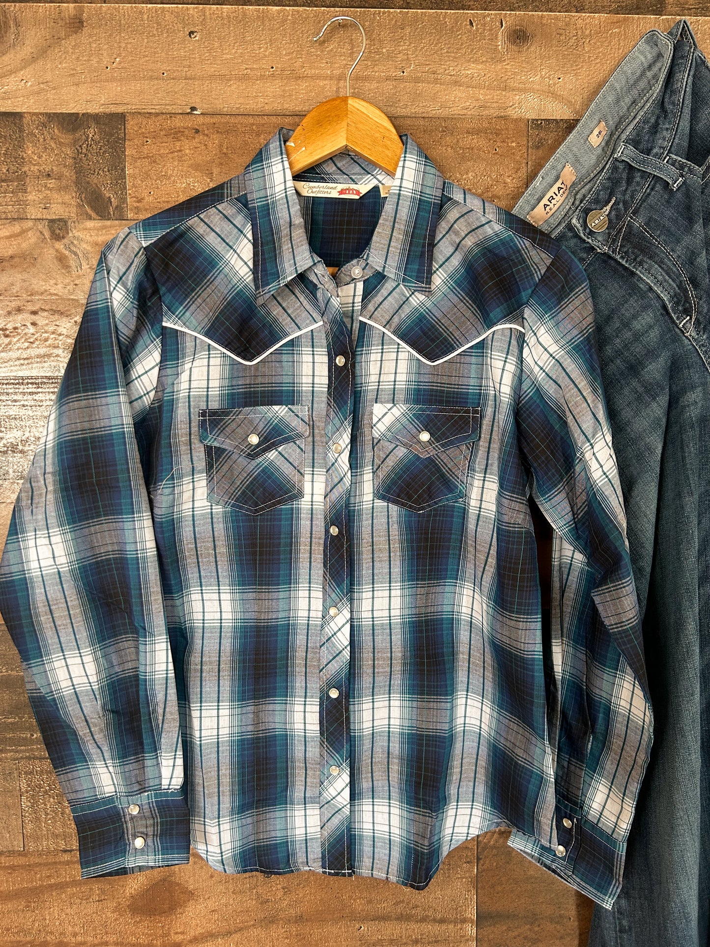 The Navy Plaid Pearl Snap