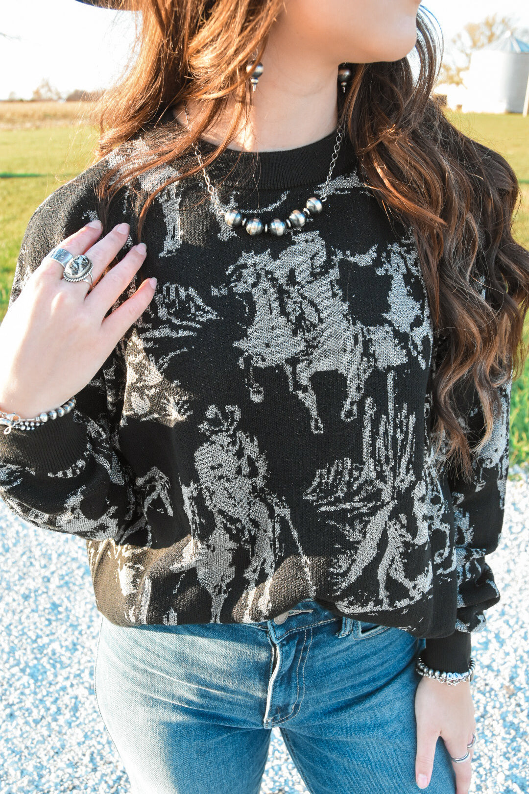 The Rhinestone Cowboy Cropped Sweater