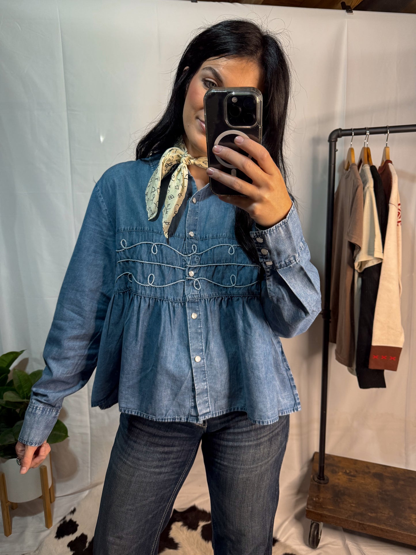 The Loopty Denim Blouse